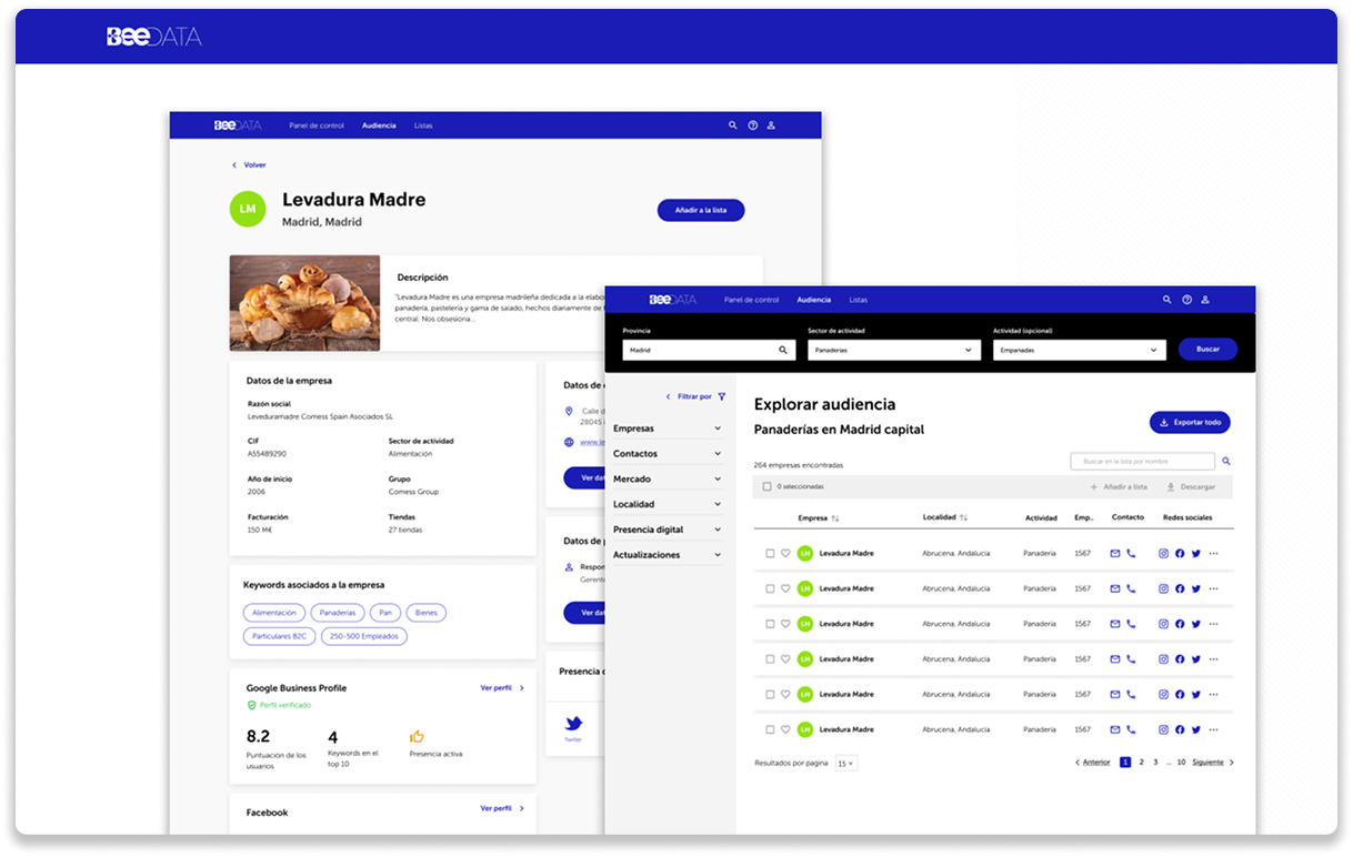 BeeData landing and dashboard overview